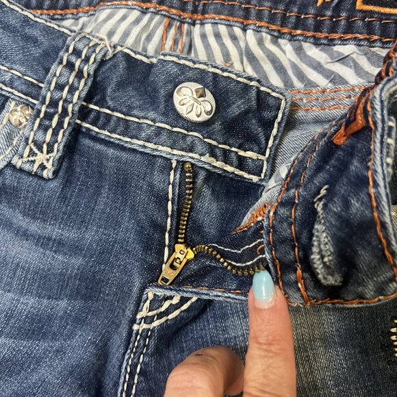 Rock Revival Jeans Womens 26 Alanis Bootcut Stonewash Rhinestone Embellished - Picture 6 of 13